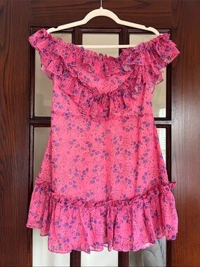 MAJORELLE Pink Floral Ruffle Mini Dress